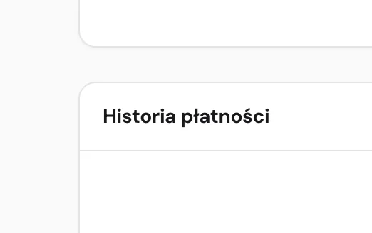 Historia płatności z możliwością pobierania faktur PDF